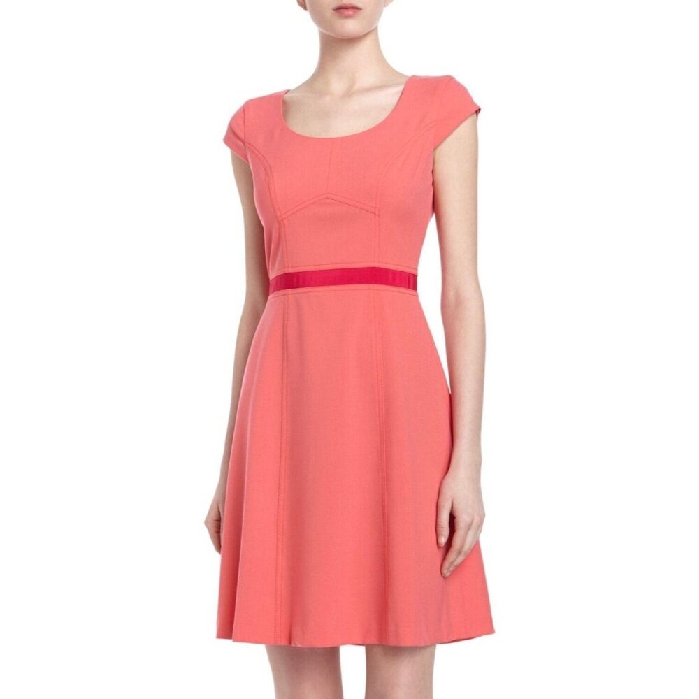 NWT Womens Marc New York Two Tone Ribbon Trim Cap Sleeve Fit & Flare Dress Sz 14